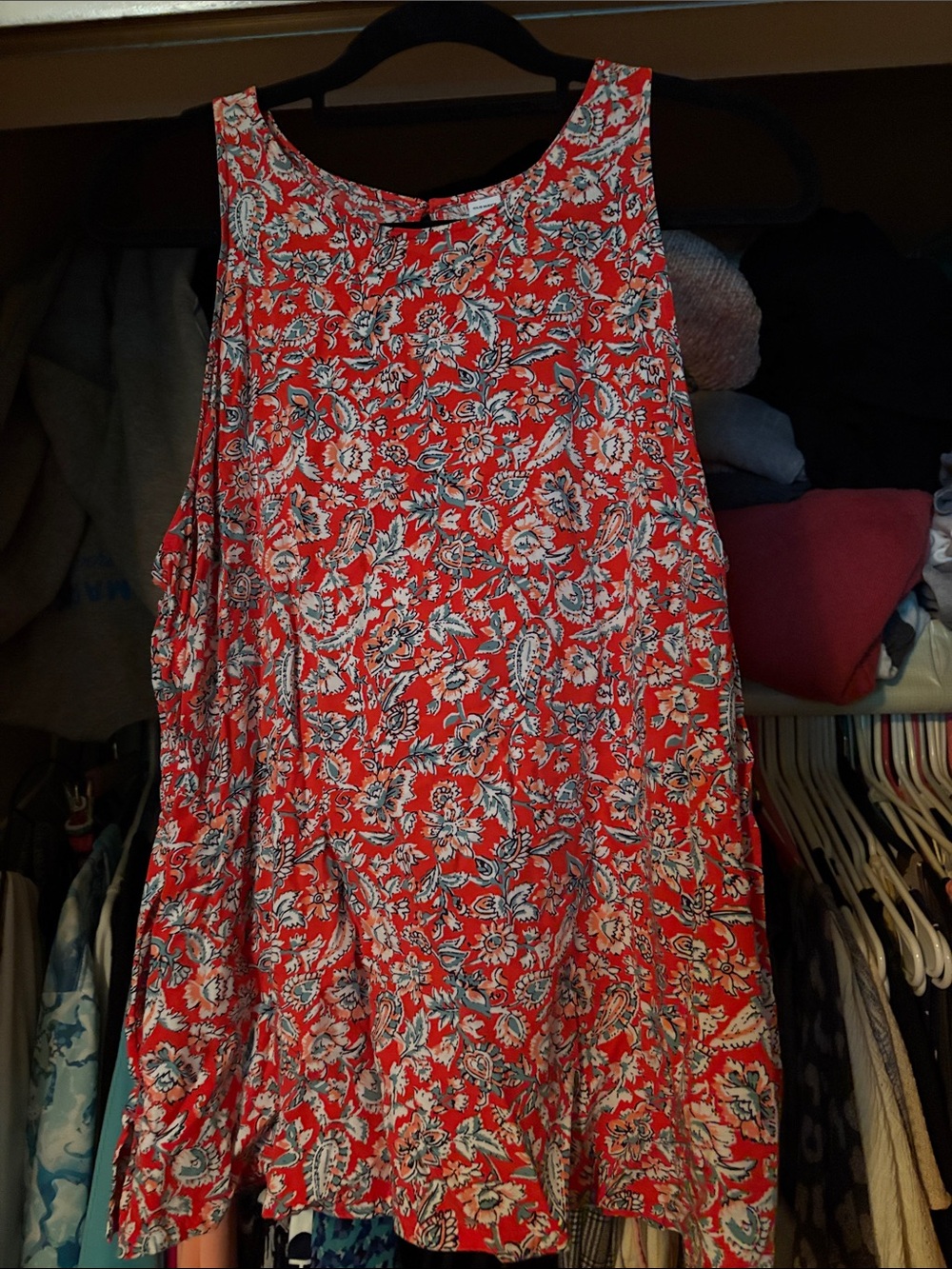 Old Navy Red Floral Print Tank Top